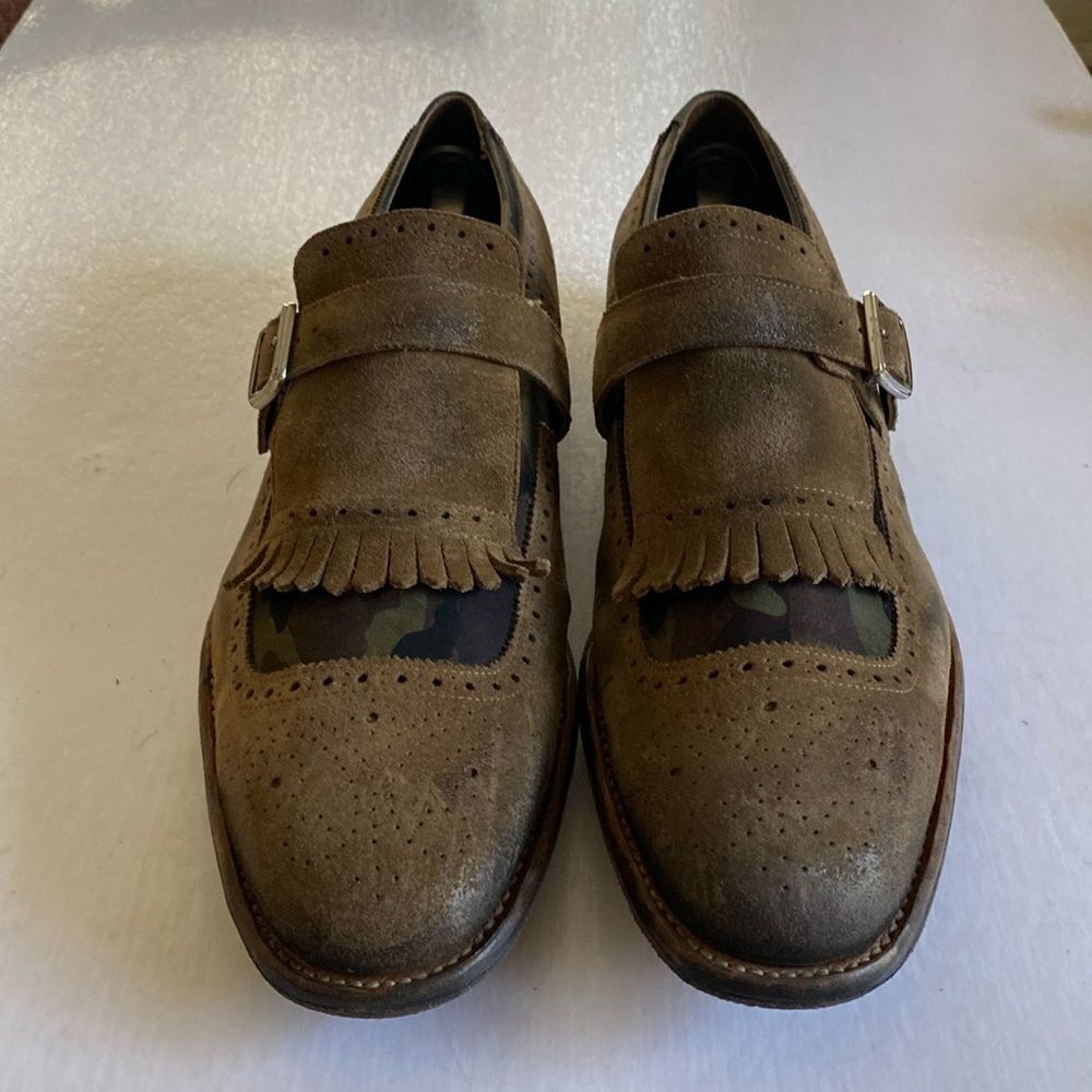 CHURCH’S Shanghai Camo Brown Leather/ Fabric Distressed Style Brogues 8.5 UK
